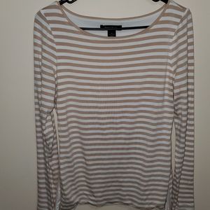 White House Black Market Tan/wht long sleeve